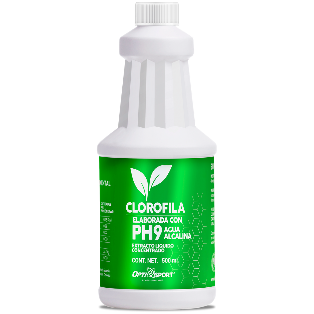 6 Botellas (500ml) de Clorofila Líquida Concentrada con PH9 + Agua Alcalina