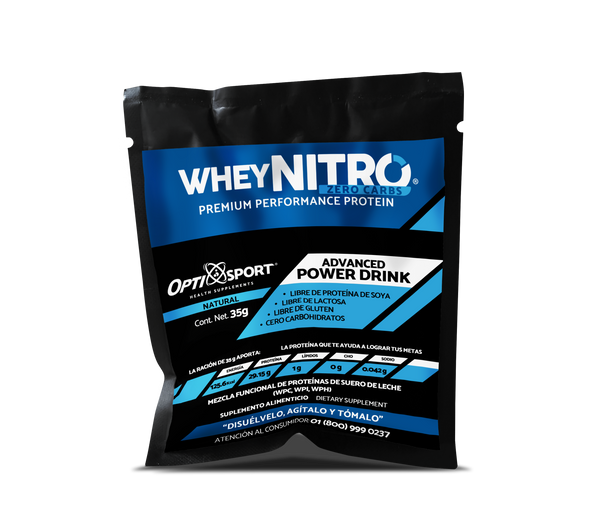 12 Sobres WheyNITRO Zero Carbs Proteína Suero De Leche Con Hmb (35 g)