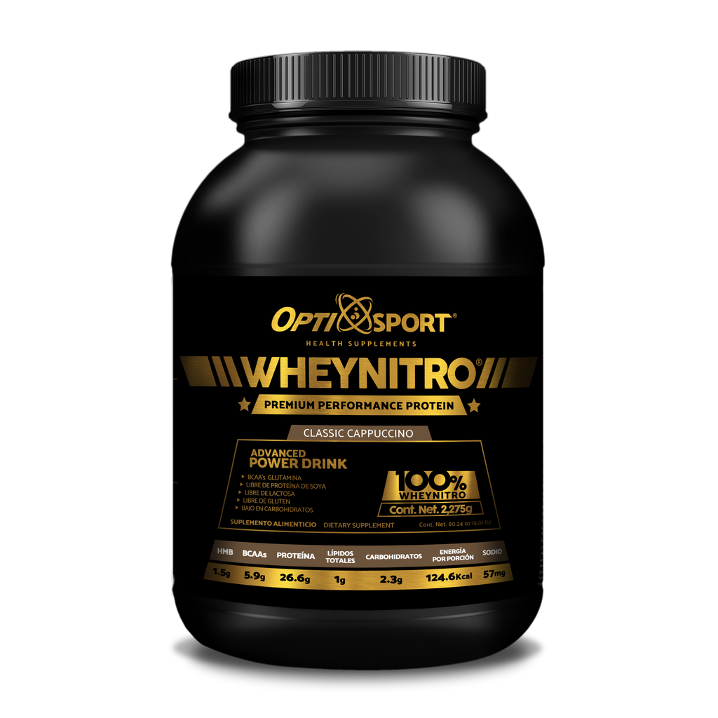 WHEYNITRO Proteína de Suero + HMB + BCAAs | 65 servicios Bote 2275 grs | Sabor Capuchino