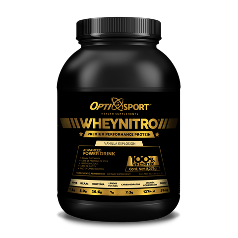 WHEYNITRO Proteína de Suero + HMB + BCAAs | 65 servicios Bote 2275 grs | Sabor Vainilla